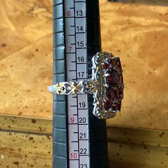 Natural Red Garnet Sterling Silver Ring Size 8 - Picture 8 of 9